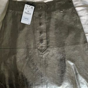 NWT Zara metallic leather skirt Small